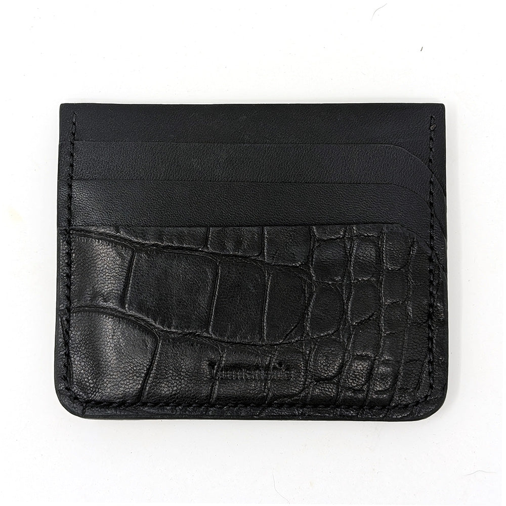 Handmade Black Croc-Embossed Cardholder