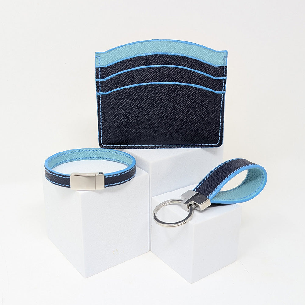Blue Leather Accessories Set