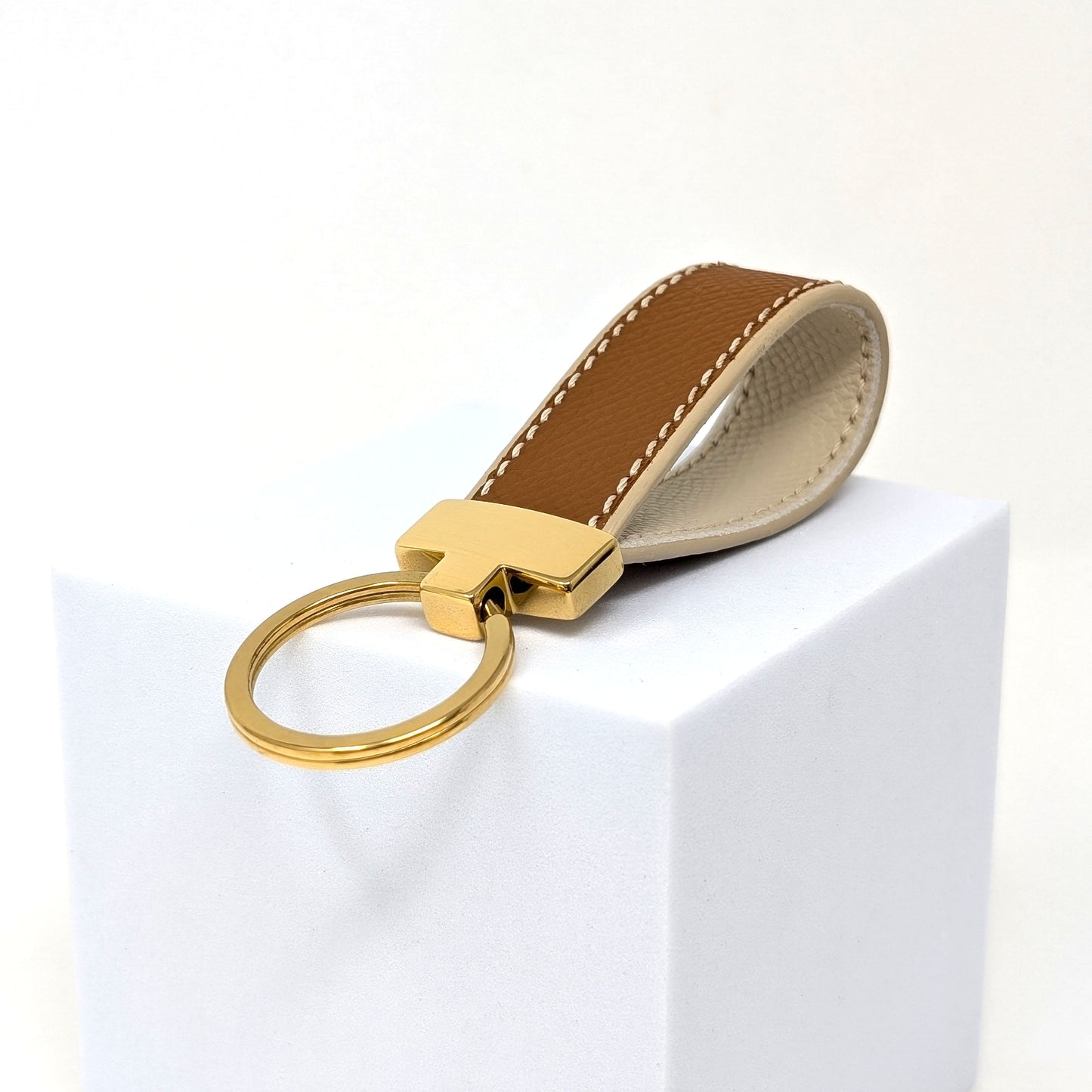 Handmade Brown Leather Keychain