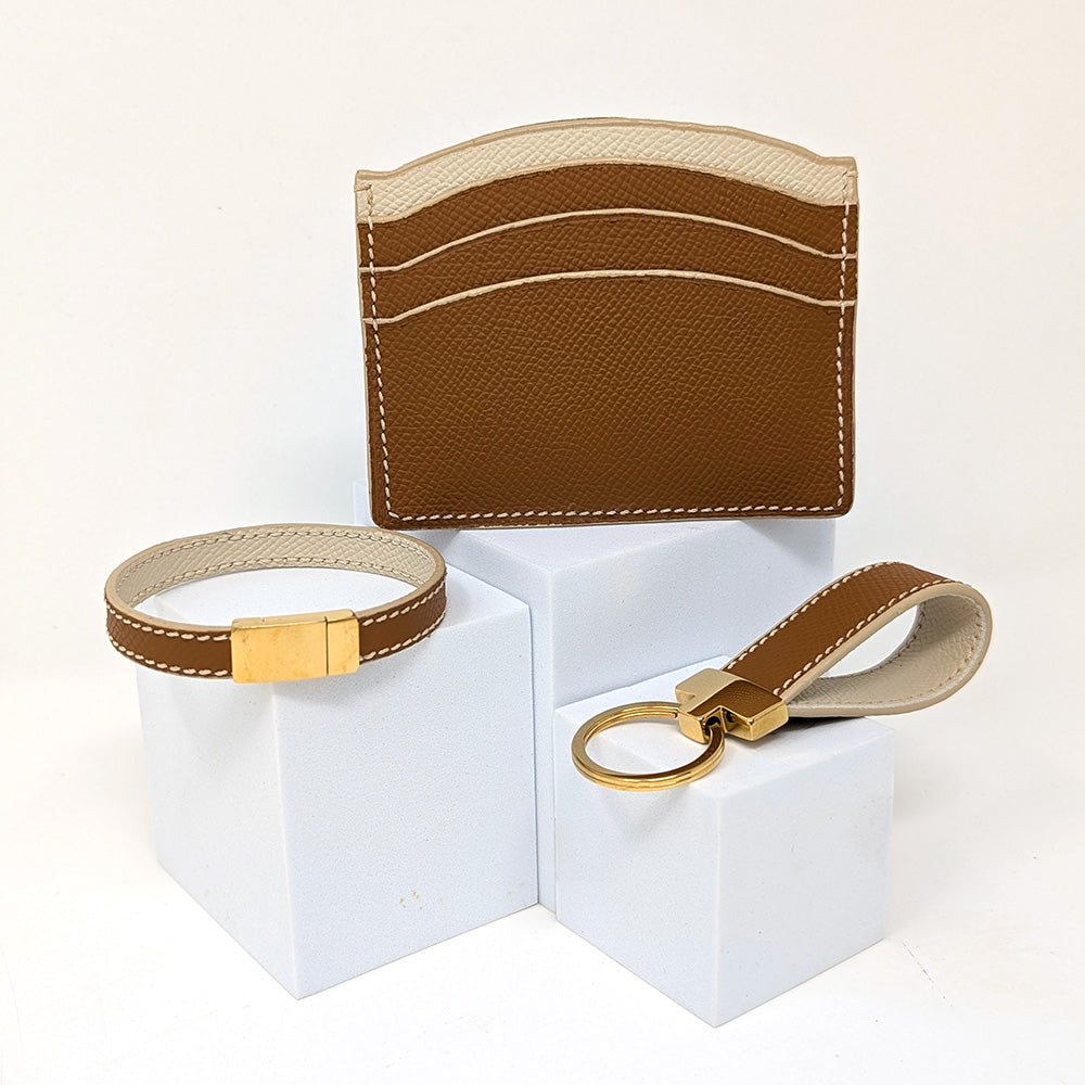 Brown Leather Accessories Set