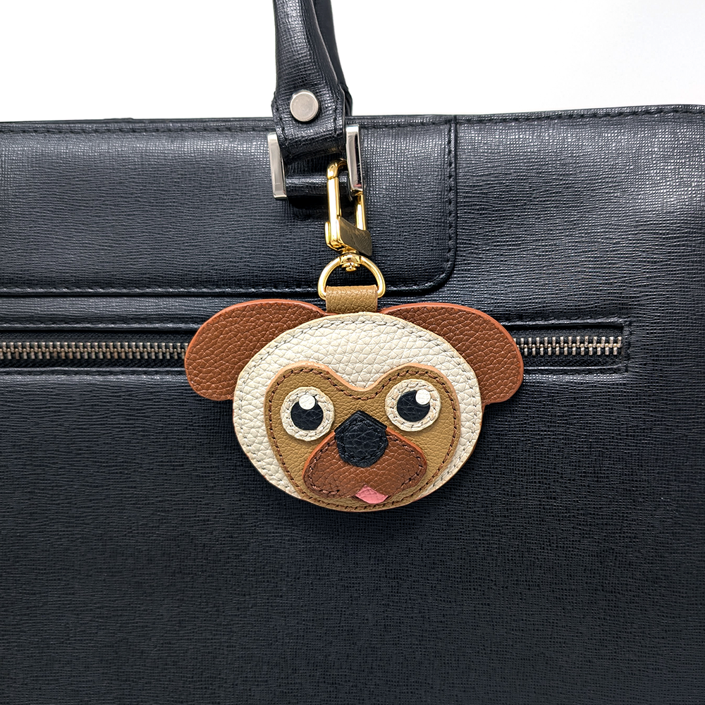 Leather Pug Bag Charm
