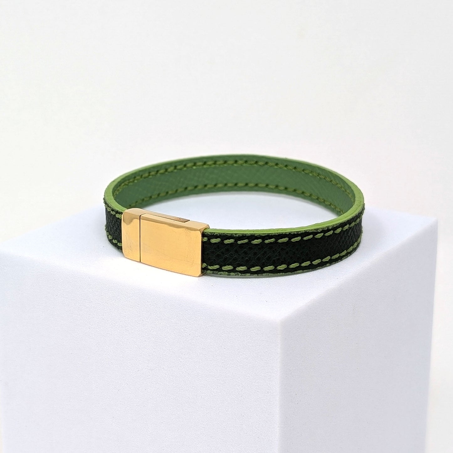 ColorPop Handmade Green Leather Bracelet